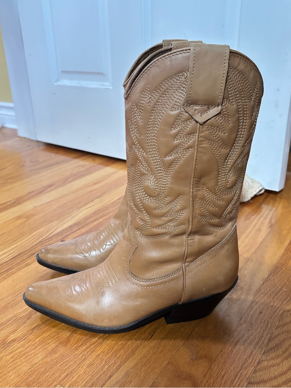 Aldo Tan Western Leather Mid-Calf Boots